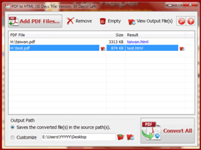 PDF to X - PDF to HTML Interface