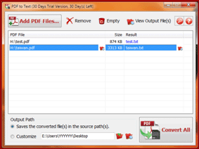 PDF to X - PDF to Text Interface